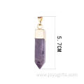 Natural Gemstone Healing Almethyst Pendant Hexagonal Prism with Gold Chain